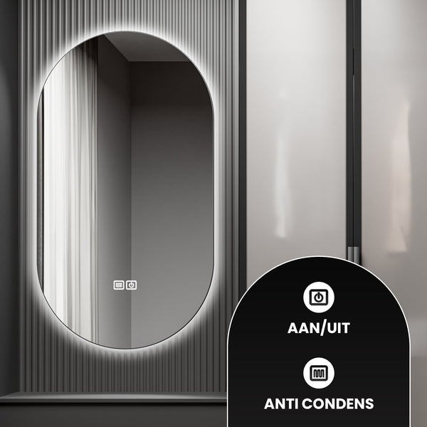 Bayt Badkamerspiegel met LED - Ovaal 50x90 cm - 2 Lichtstanden