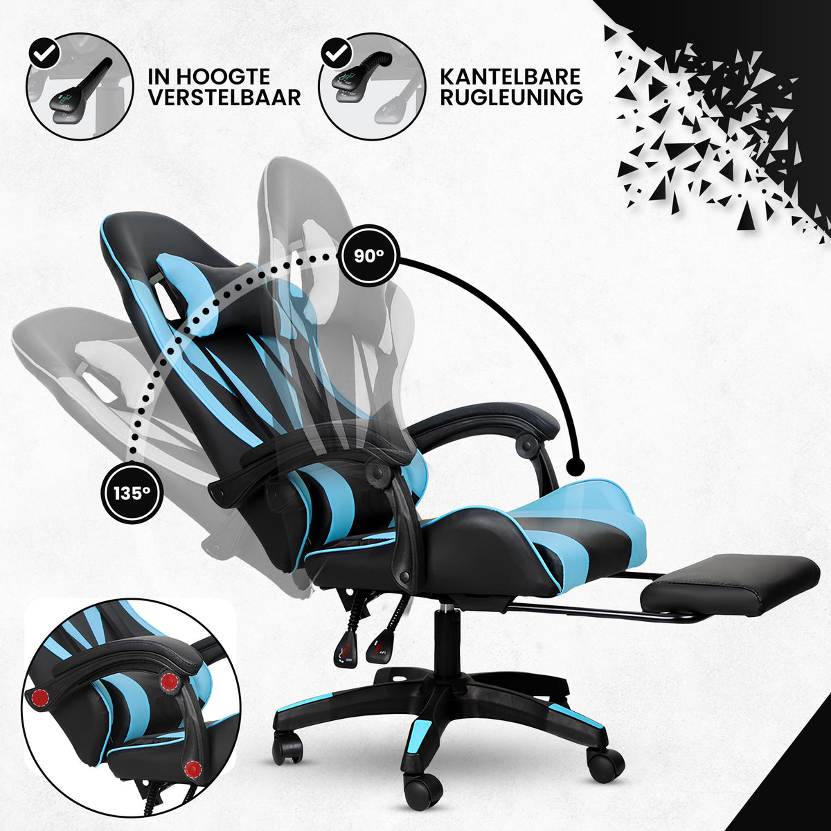 Bayt Gaming Stoel - Cyaan-Zwart