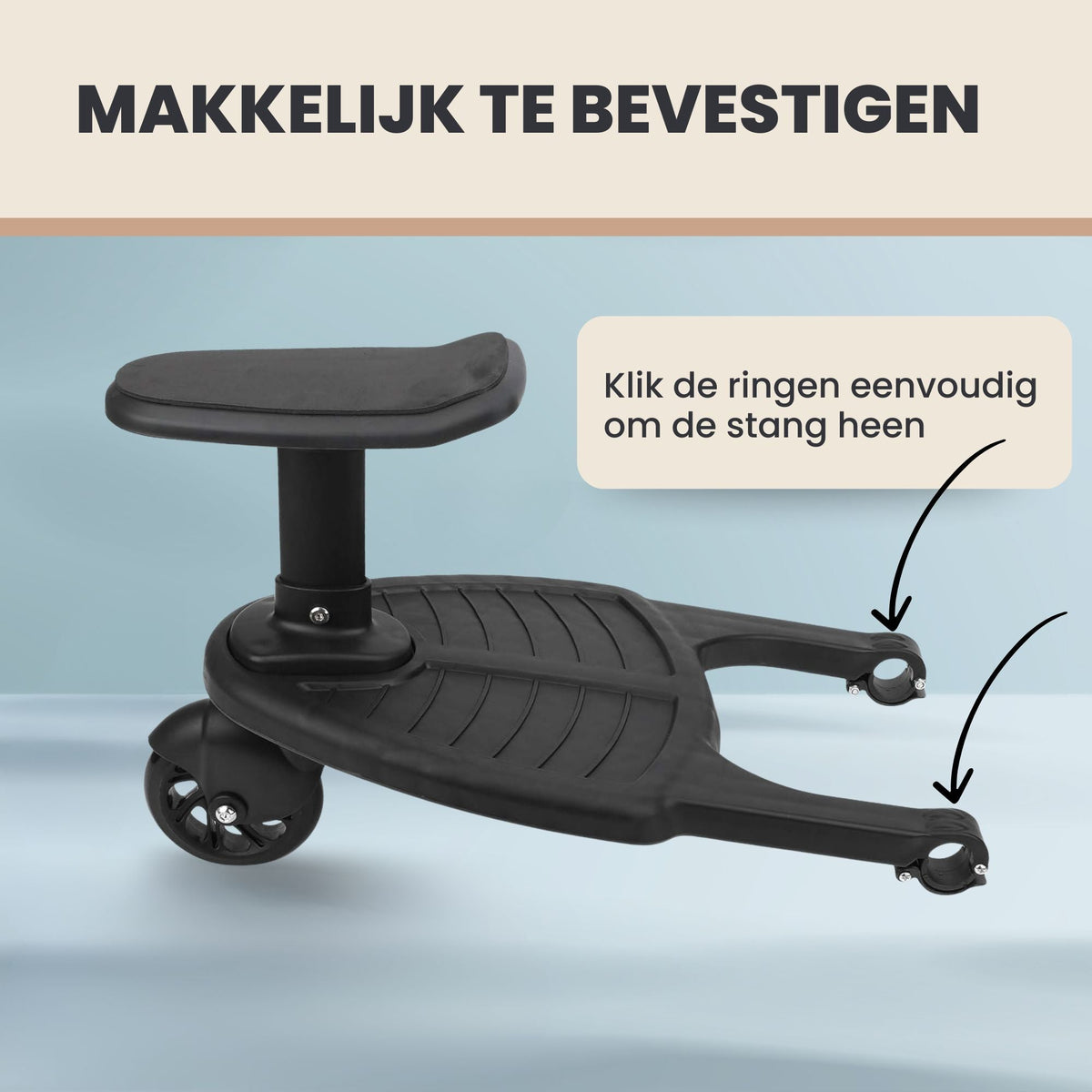 Oemmie Meerijdplankje met Zitje - Zwart