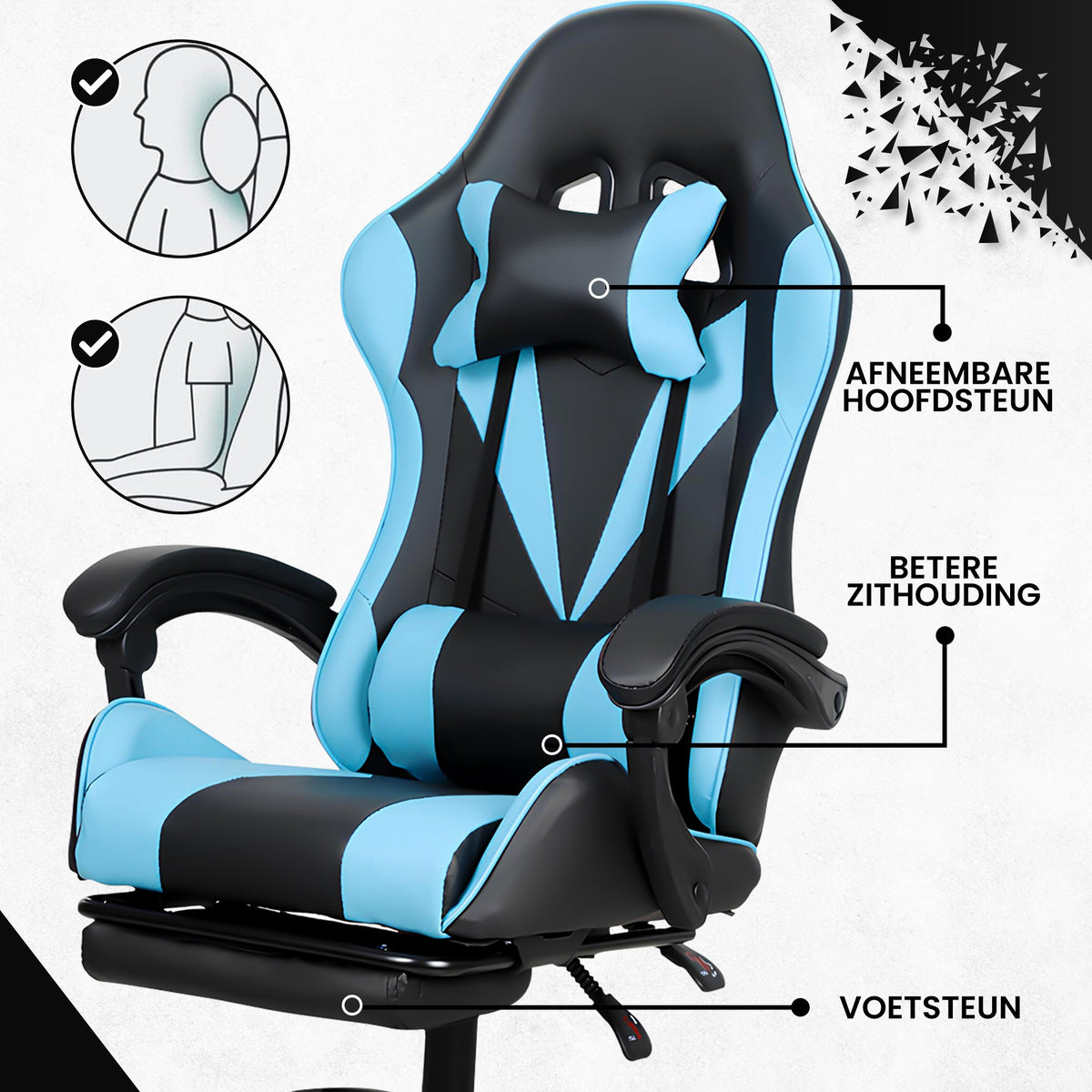 Bayt Gaming Stoel - Cyaan-Zwart