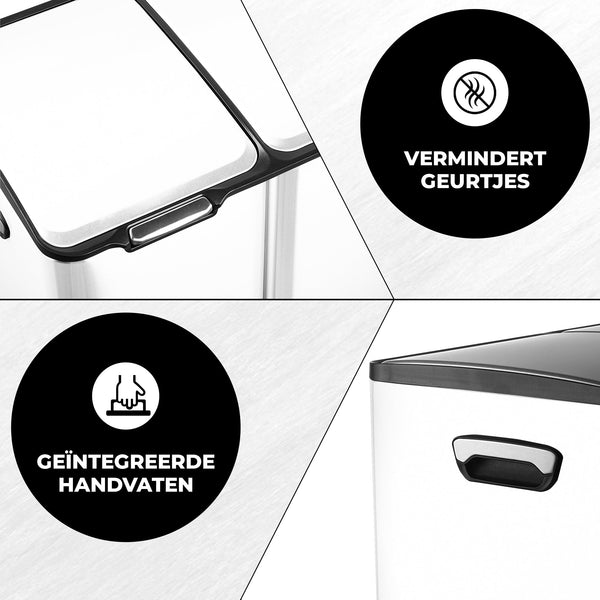 Bayt Prullenbak 60 liter - 3 compartimenten - Wit