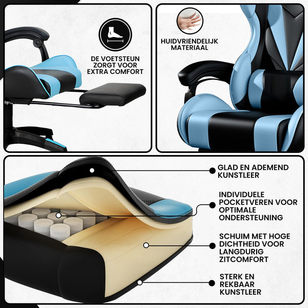 Bayt Gaming Stoel - Cyaan-Zwart