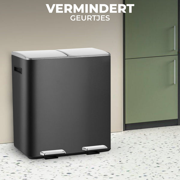 Prullenbak Met Pedaal Zwart-Zilver