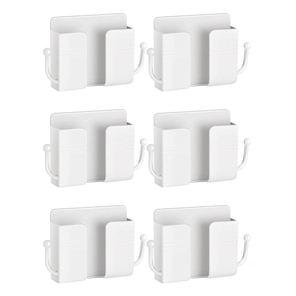 Afstandsbediening Houder - 6 Stuks - Wit - AB Houder- Houder voor Afstandsbediening voor aan de Muur - Remote Controll Holder