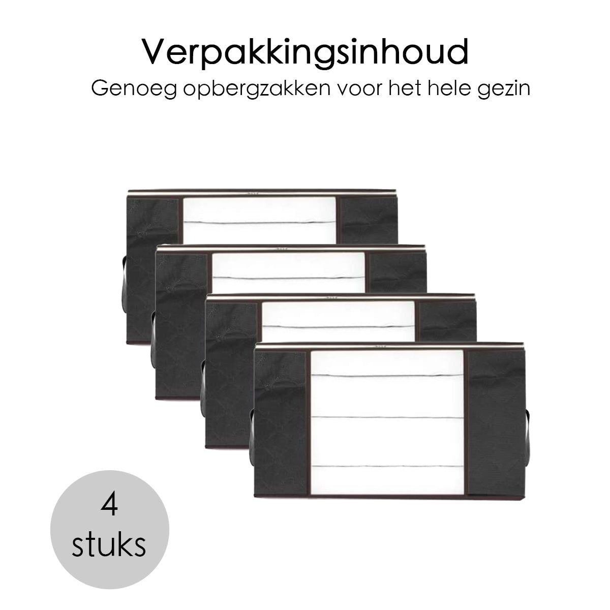 Hoogwaardige Opbergtas voor Kleding - 4 Stuks - Zwart - Organizer voor Dekbed