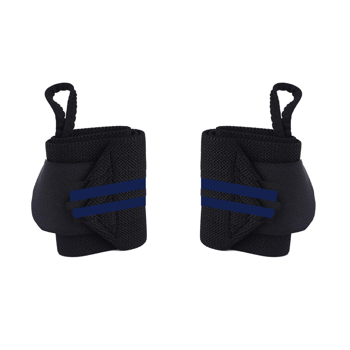 Fitness - Crossfit Polsband - 2 stuks - Lichtblauw - Zwart - Polsbandage Wrist Support Wraps - Pols Bandage Band - Bodybuilding Support - Gewichthef Straps - Krachttraining Lifting Workout Straps