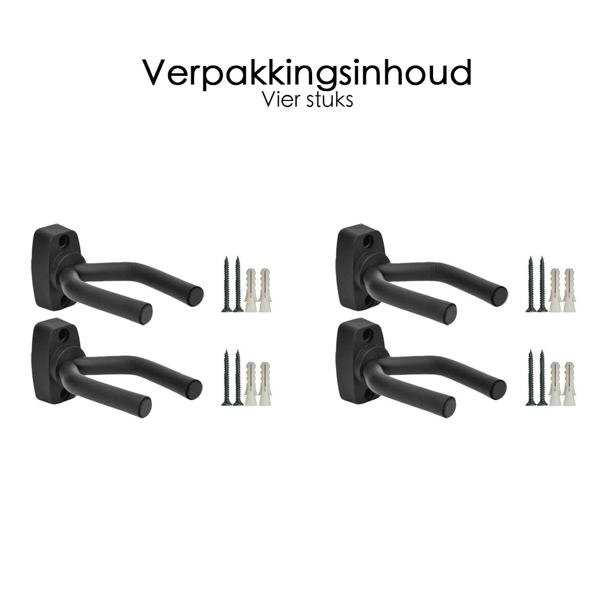 Gitaar muurhouder - Gitaarstandaards - 4-pack - Verstelbaar - 13,3 x 6,7 x 3,5 cm
