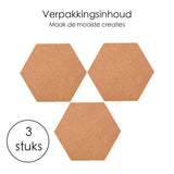 Kurk prikbord Zeshoek - Zelfklevend - 3 stuks - 20 x 17 x 0,7 cm