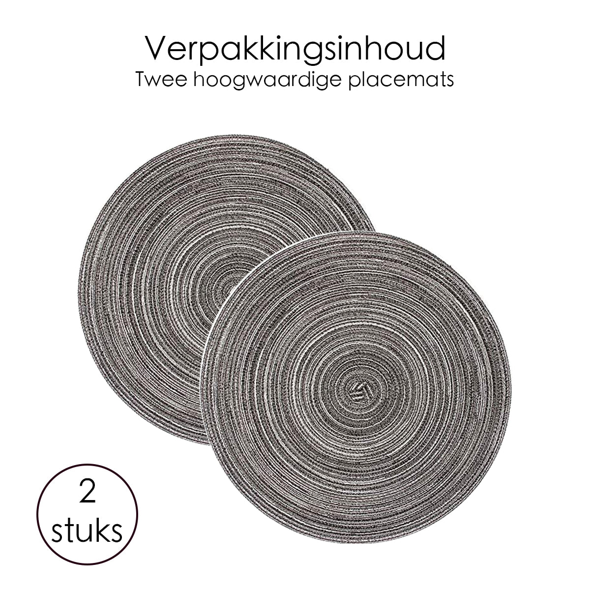 Placemat - 2 stuks - Placemat 38 cm - Grijs