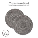Placemat - 2 stuks - Placemat 38 cm - Grijs