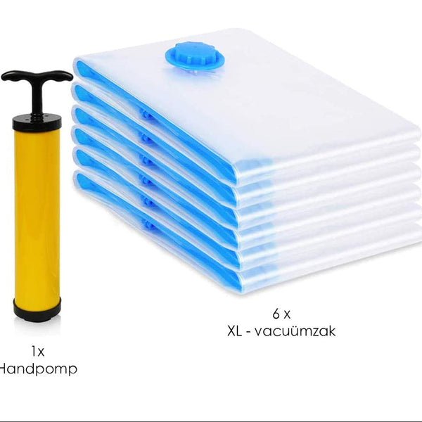 Vacuüm opbergzakken - 6 stuks - Inclusief Handpomp - 80CM x 100CM x 2CM