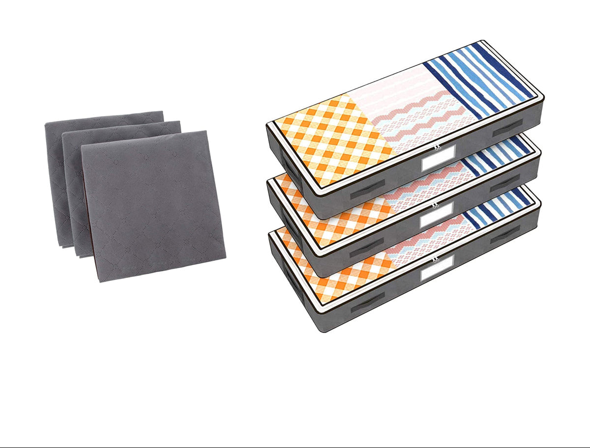 Bed Organizer - Ruime Opbergzakken - Grijs - 3 stuks - Onderbed tas