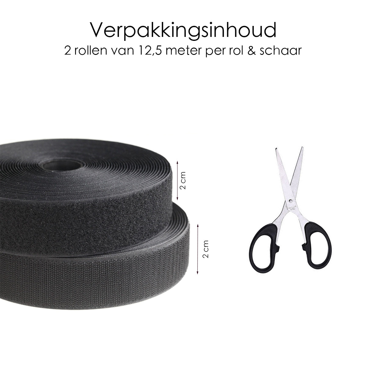 Klittenband Zelfklevend - 25 meter - Zwart - Klittenband Rol