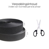 Klittenband Zelfklevend - 25 meter - Zwart - Klittenband Rol