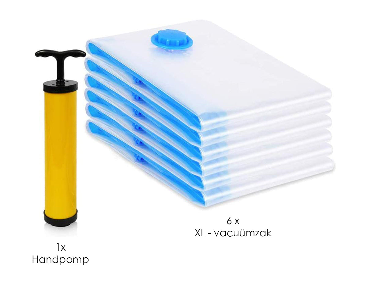 Vacuüm opbergzakken - 6 stuks - Inclusief Handpomp - 80CM x 100CM x 2CM