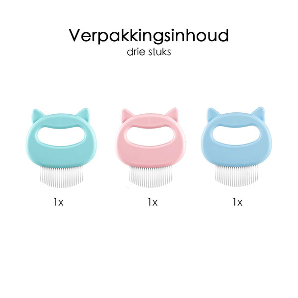 Kattenmassage - Massageborstel - Flexibel Materiaal - Set van 3
