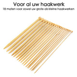 Breinaalden Set Bamboe 36 Stuks - 18 Verschillende Maten - 35 cm Lang - 2 tot 10 mm Dikte
