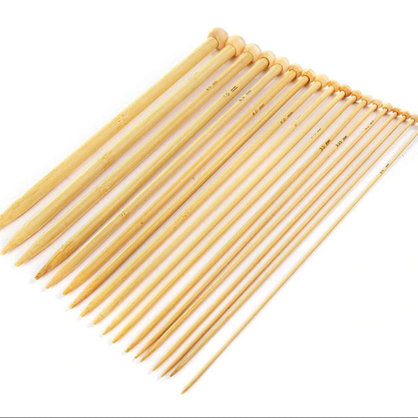 Breinaalden Set Bamboe 36 Stuks - 18 Verschillende Maten - 35 cm Lang - 2 tot 10 mm Dikte