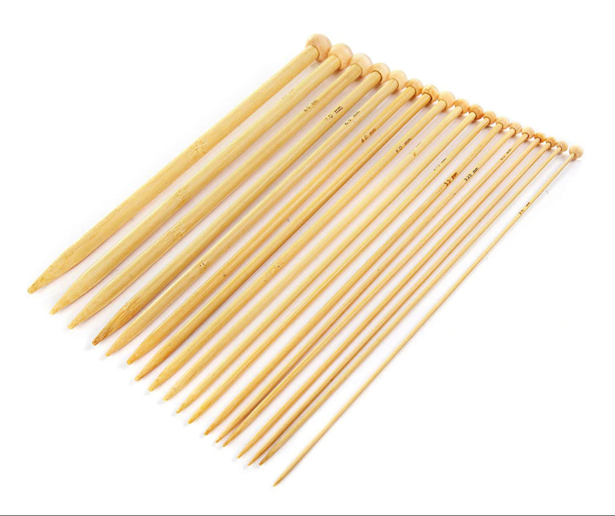 Breinaalden Set Bamboe 36 Stuks - 18 Verschillende Maten - 35 cm Lang - 2 tot 10 mm Dikte