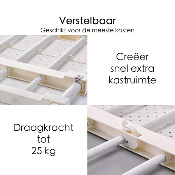 Kastplank - Verstelbaar - Draagt tot 25 kg - 53/90x30 cm - Wit