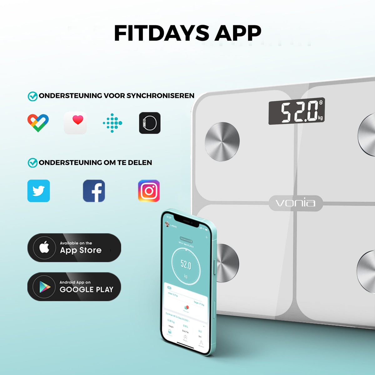 Digitale Slimme Personenweegschaal Wit