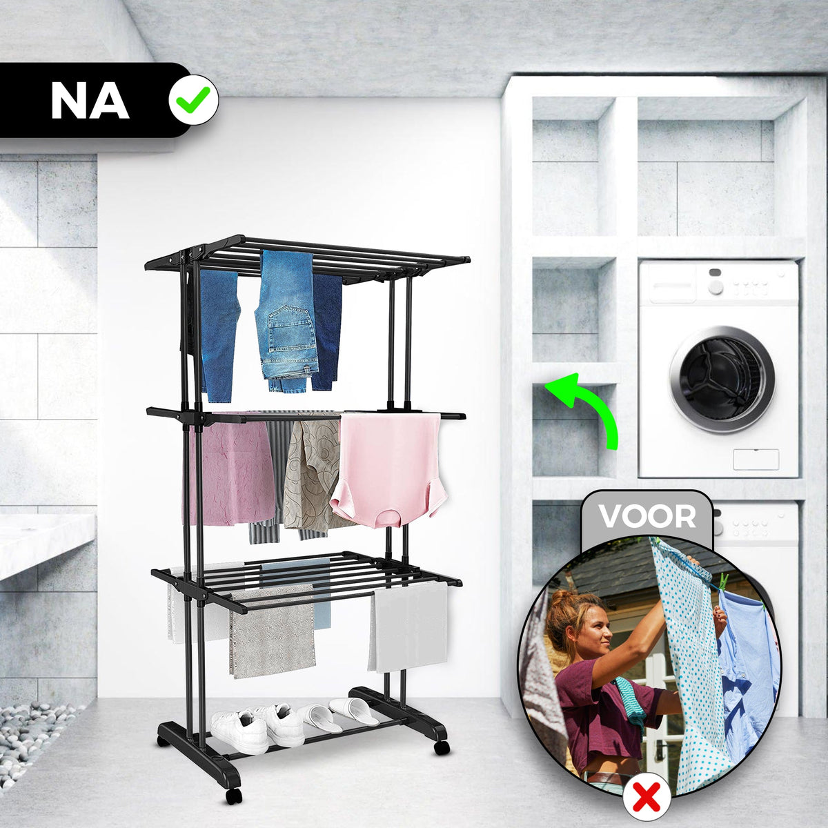 Droogtoren 3 Lagen Zwart