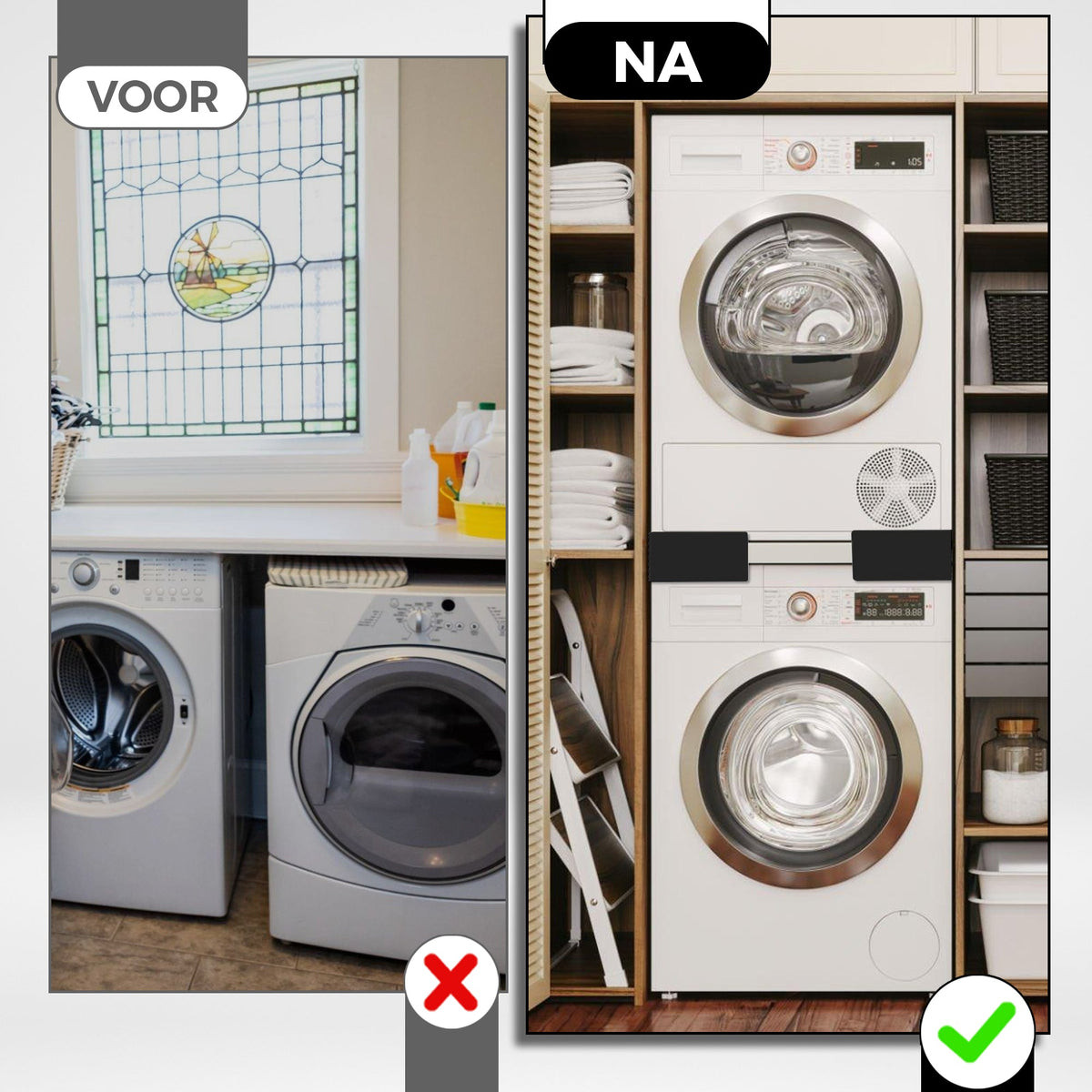 Wasmachine-droger tussenstuk