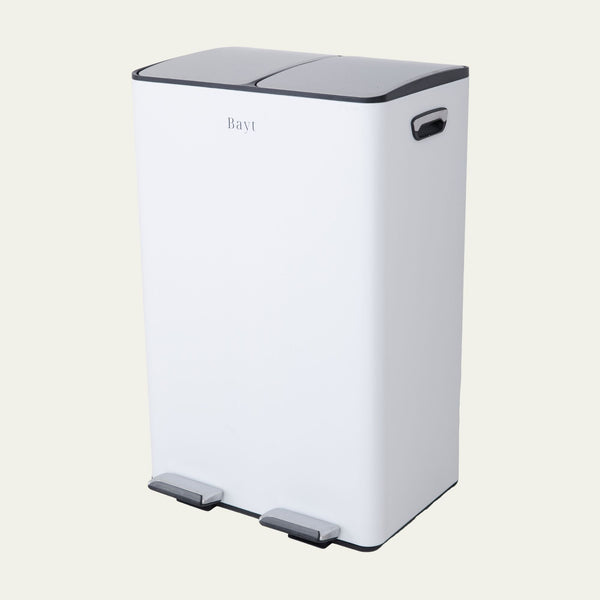 Prullenbak 60 Liter (2x30L) - Wit