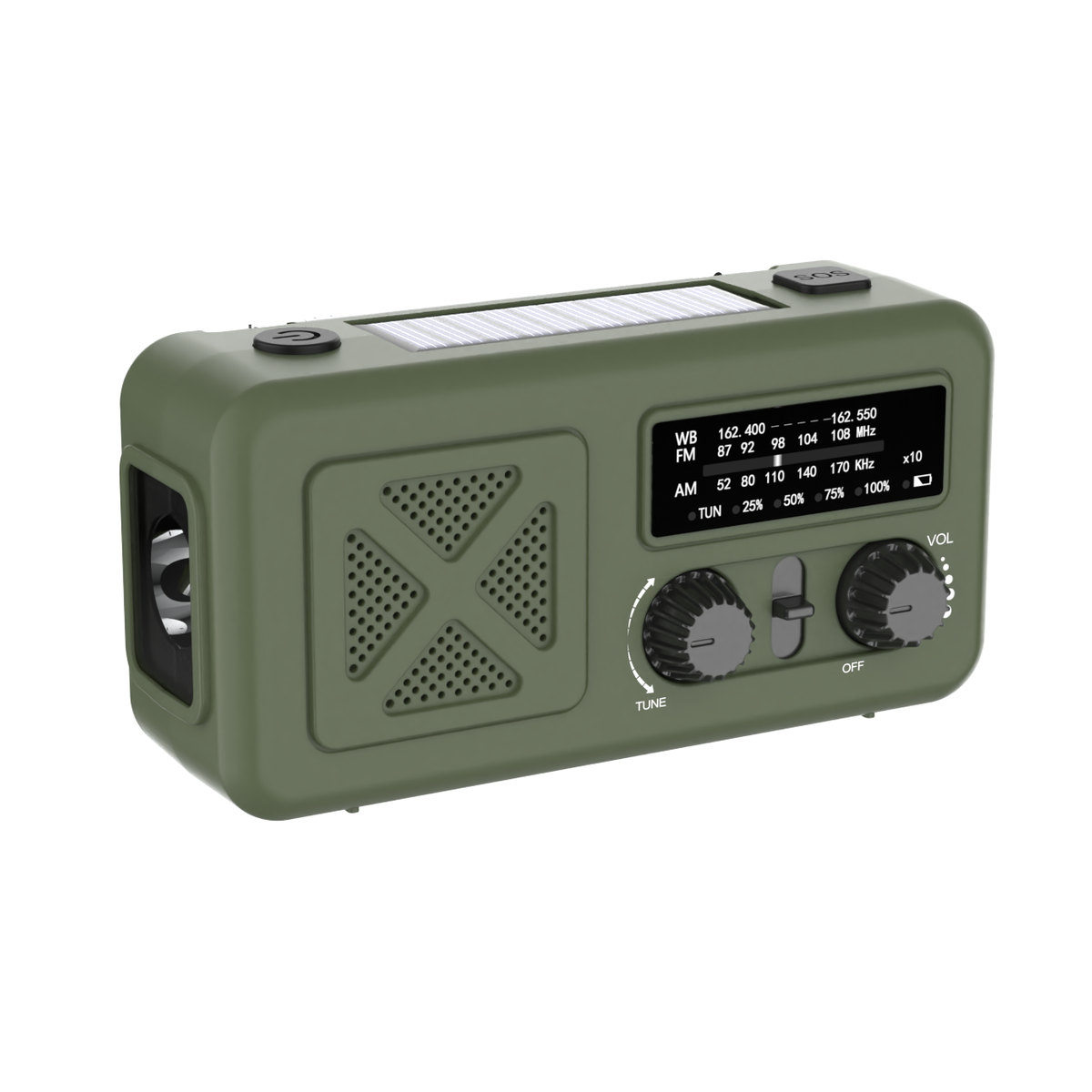 Noodradio - Groen - Solar, Hand Crank & Powerbank – AM/FM/WB - Emergency Radio