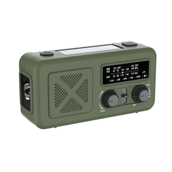 Noodradio - Groen - Solar, Hand Crank & Powerbank – AM/FM/WB - Emergency Radio