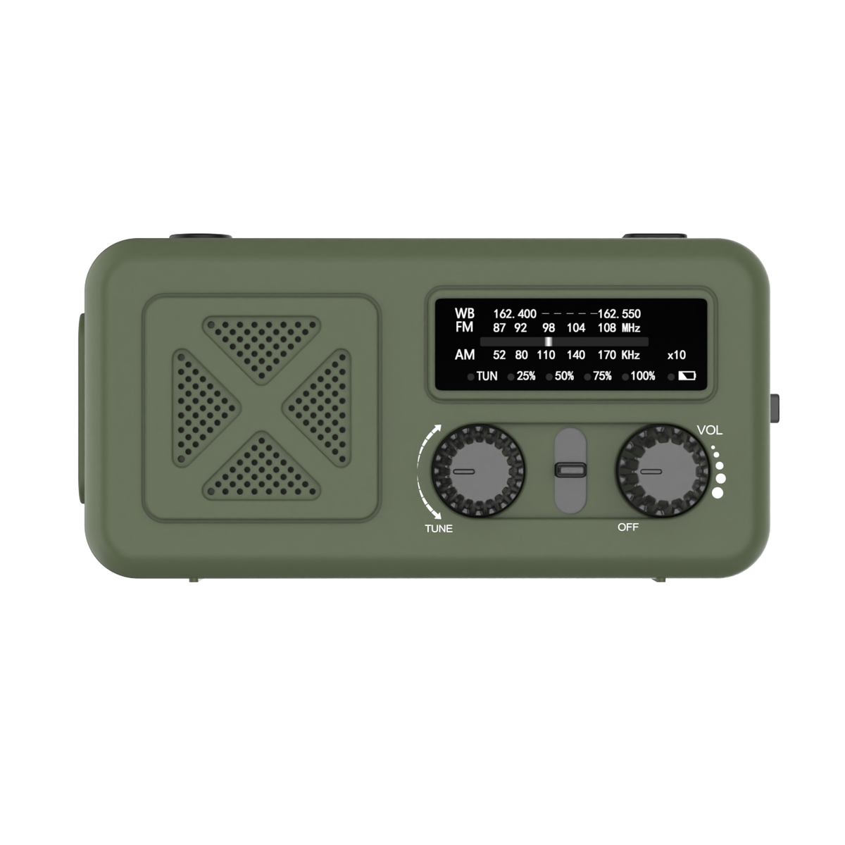 Noodradio - Groen - Solar, Hand Crank & Powerbank – AM/FM/WB - Emergency Radio