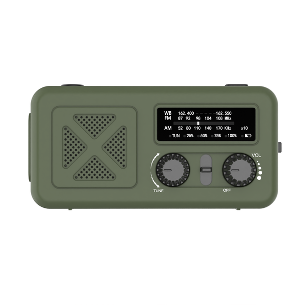 Noodradio - Groen - Solar, Hand Crank & Powerbank – AM/FM/WB - Emergency Radio