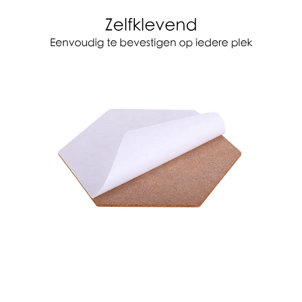 Kurk prikbord Zeshoek - Zelfklevend - 3 stuks - 20 x 17 x 0,7 cm