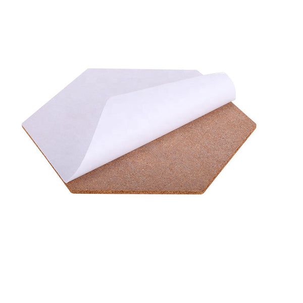 Kurk prikbord Zeshoek - Zelfklevend - 3 stuks - 20 x 17 x 0,7 cm