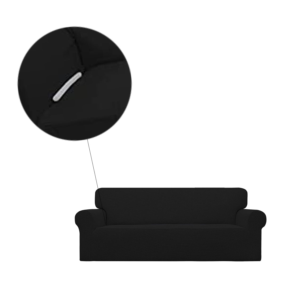 Bankhoes Stretch - Zwart - Geschikt voor een breedte van 190 - 230 cm - Bannkbeschermer - 2 Zitsbank - 3 Zitsbank