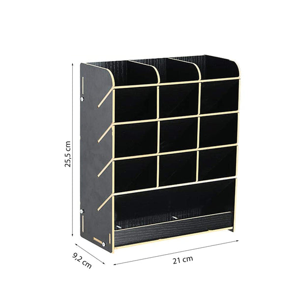 Bureau Organizer Hout - Zwart - Pennenbakje - Desk Organizer - Pennenhouder