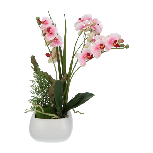 Kopu® Kunstbloem Orchidee 46 cm Lila Bloempot Vierkant - Phalaenopsis