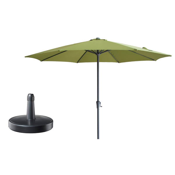 Kopu® Madrid grote Parasol Rond 350 cm met Beschermhoes en Voet - Olijfgroen