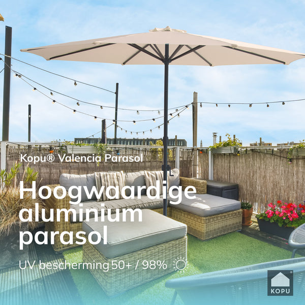 Kopu® Valencia Parasol Rond 300 cm met Beschermhoes - Creme