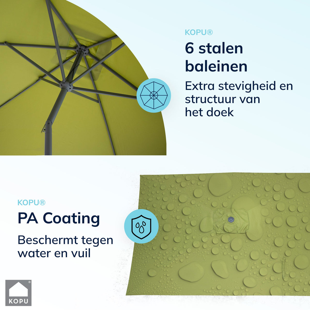Kopu® Sevilla Parasol Rechthoek 200x300 cm met Hoes en voet - Olijfgroen