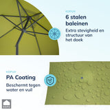 Kopu® Sevilla Parasol Rechthoek 200x300 cm met Hoes en voet - Olijfgroen