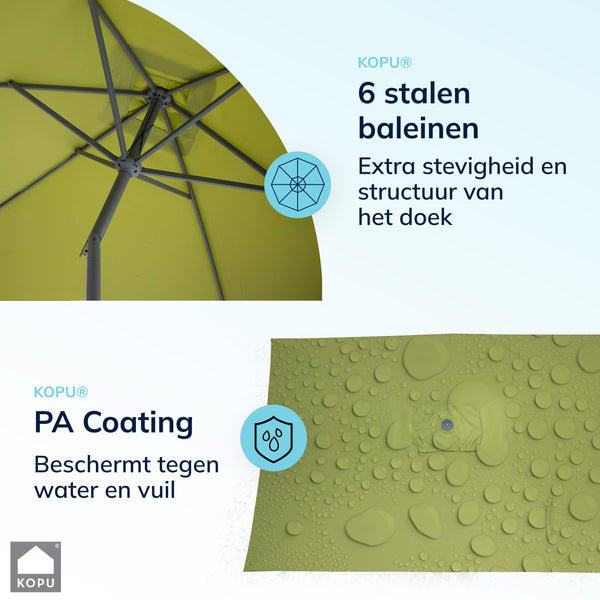 Kopu® Sevilla Parasol Rechthoek 200x300 cm met Hoes en voet - Olijfgroen