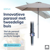 Kopu® Leon Parasol Rechthoek 150x250cm met Hoes - Hoogteverstelbaar - Taupe