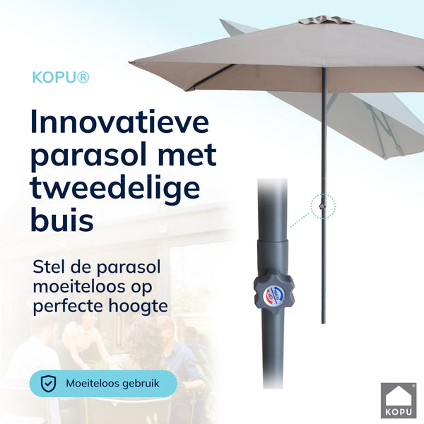 Kopu® Leon Parasol Rechthoek 150x250cm met Hoes - Hoogteverstelbaar - Taupe
