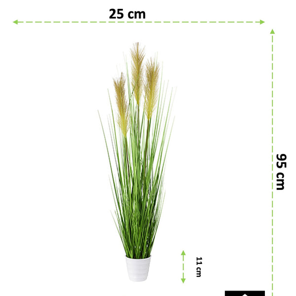 Kopu® Kunstplant Pampusgras 95 cm - 3 pluimen - in witte pot
