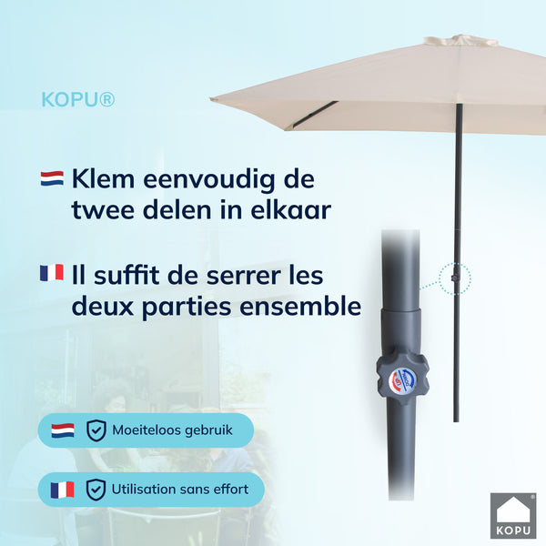 Kopu® Leon Parasol Rechthoek 150x250 cm - Balkonparasol met Hoes - Creme