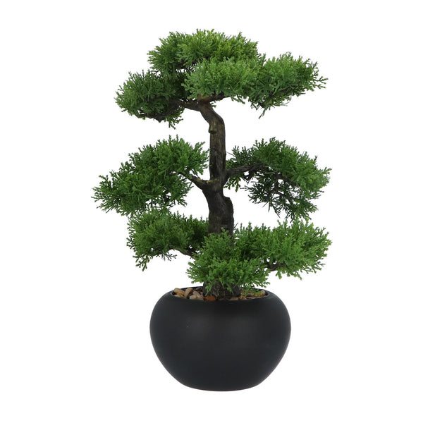 Kopu® Kunstplant Bonsai Ceder 48 cm met zwarte Pot - Bonsai boompje