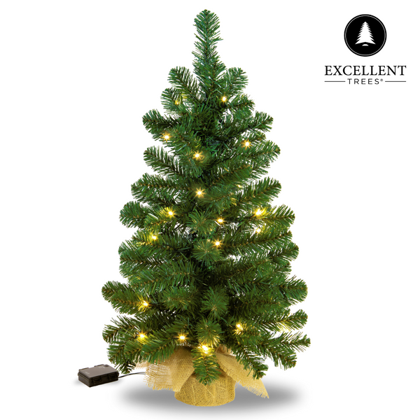 Excellent Trees® LED Jarbo 90 cm Mini Kerstboom met verlichting - Kunstkerstboom kant en klaar met Verlichting - Hoogwaardig PVC - 80 LED Lampjes