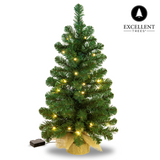 Excellent Trees® Jarbo Mini Kerstboom 75 cm met verlichting - Kunstkerstboom kant en klaar met Verlichting - Hoogwaardig PVC - 55 LED Lampjes