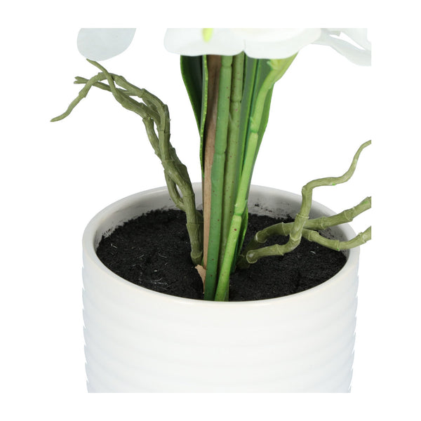 Kopu® Kunstbloem Orchidee 67 cm Wit In Bloempot Rond - Phalaenopsis